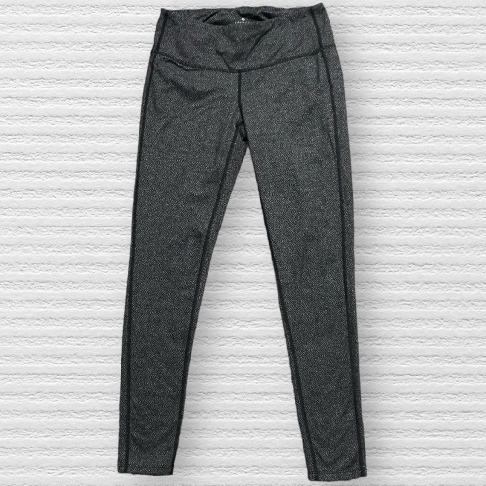 Athleta Workout Leggings Size Small Black Gray Criss Cross Herringbone Pattern